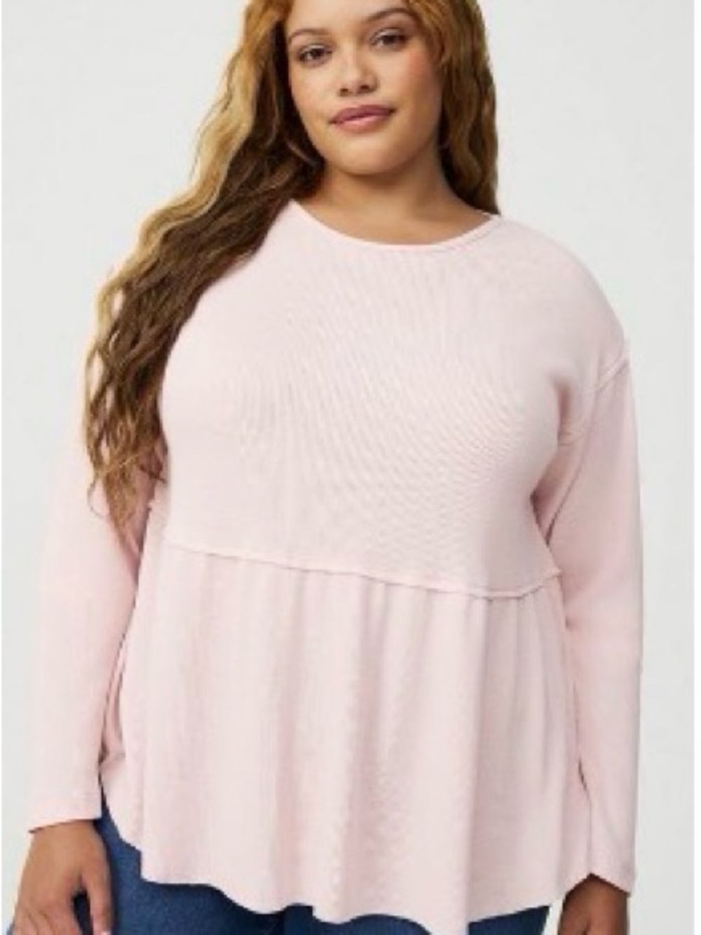 torrid Light Pink Crewneck Peplum Pullover